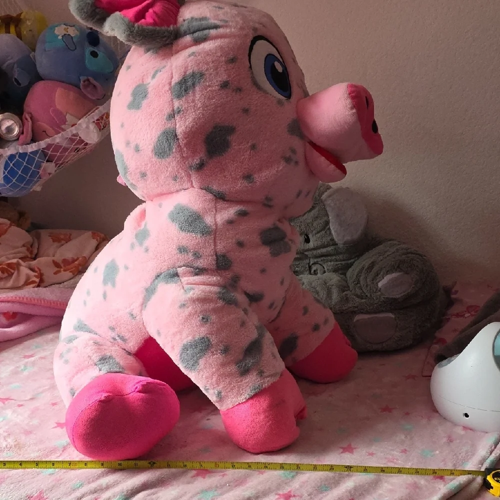 Big Pink and Gray Pig Plush Toy - Picture 5 of 9
